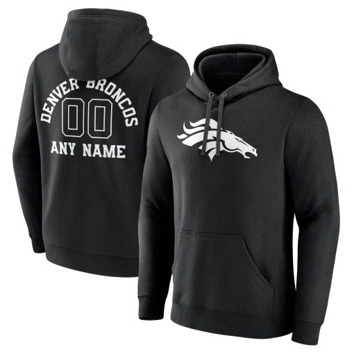 Denver Broncos Personalized Name & Number Pullover Hoodie – Black