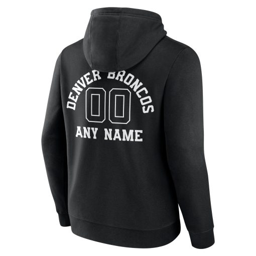 Denver Broncos Personalized Name & Number Pullover Hoodie – Black - Image 3