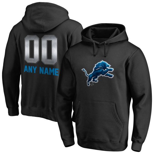Detroit Lions Personalized Midnight Mascot Pullover Hoodie – Black