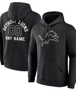 Detroit Lions Personalized Name & Number Pullover Hoodie – Black