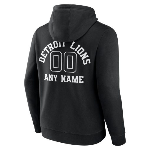 Detroit Lions Personalized Name & Number Pullover Hoodie – Black - Image 3