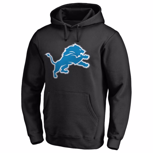 Detroit Lions Primary Logo 2 Pullover Hoodie – Black - Image 2