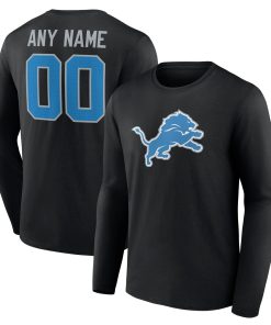 Detroit Lions  Team Authentic Custom Long Sleeve T-Shirt – Black