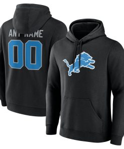 Detroit Lions  Team Authentic Custom Pullover Hoodie – Black
