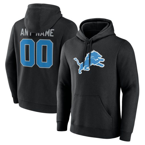 Detroit Lions  Team Authentic Custom Pullover Hoodie – Black
