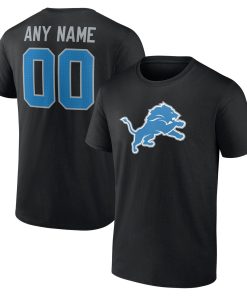 Detroit Lions  Team Authentic Custom T-Shirt – Black
