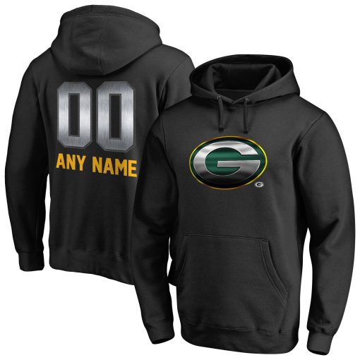 Green Bay Packers Personalized Midnight Mascot Pullover Hoodie – Black