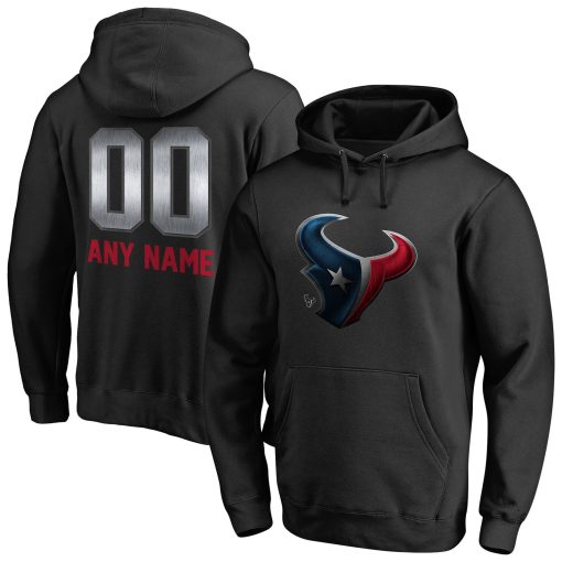 Houston Texans Personalized Midnight Mascot Pullover Hoodie – Black