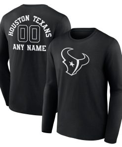 Houston Texans Personalized Name & Number Monochrome Long Sleeve T-Shirt – Black