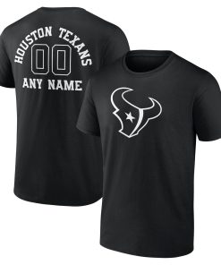 Houston Texans Personalized Name & Number Monochrome T-Shirt – Black