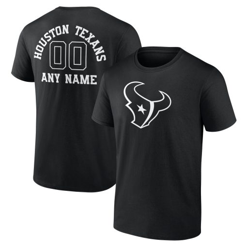 Houston Texans Personalized Name & Number Monochrome T-Shirt – Black