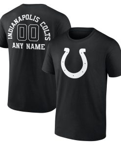 Indianapolis Colts Personalized Name & Number Monochrome T-Shirt – Black