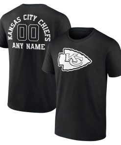 Kansas City Chiefs Personalized Name & Number Monochrome T-Shirt – Black