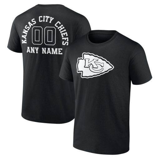 Kansas City Chiefs Personalized Name & Number Monochrome T-Shirt – Black