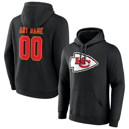 Kansas City Chiefs Team Authentic Logo Personalized Name & Number Pullover Hoodie – Black