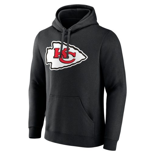 Kansas City Chiefs Team Authentic Logo Personalized Name & Number Pullover Hoodie – Black - Image 2
