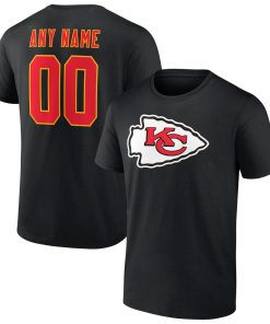 Kansas City Chiefs Team Authentic Logo Personalized Name & Number T-Shirt – Black