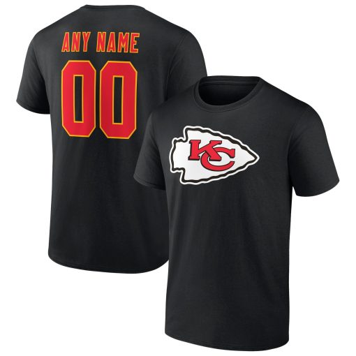 Kansas City Chiefs Team Authentic Logo Personalized Name & Number T-Shirt – Black