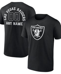 Las Vegas Raiders Personalized Name & Number Monochrome T-Shirt – Black
