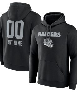 Las Vegas Raiders Personalized Name & Number Team Wordmark Pullover Hoodie – Black