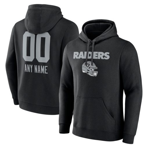 Las Vegas Raiders Personalized Name & Number Team Wordmark Pullover Hoodie – Black