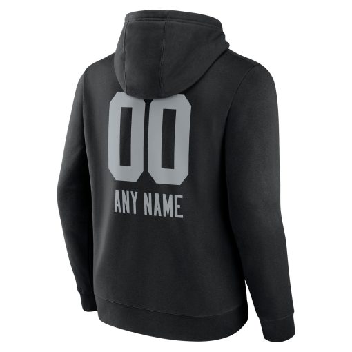 Las Vegas Raiders Personalized Name & Number Team Wordmark Pullover Hoodie – Black - Image 3