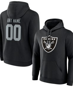 Las Vegas Raiders Team Authentic Personalized Name & Number Pullover Hoodie – Black