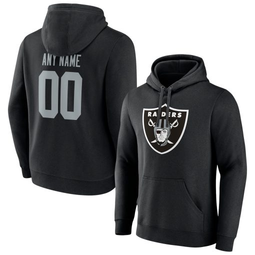 Las Vegas Raiders Team Authentic Personalized Name & Number Pullover Hoodie – Black