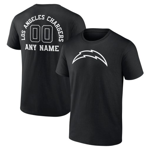 Los Angeles Chargers Personalized Name & Number Monochrome T-Shirt – Black