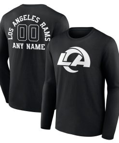 Los Angeles Rams Personalized Name & Number Monochrome Long Sleeve T-Shirt – Black