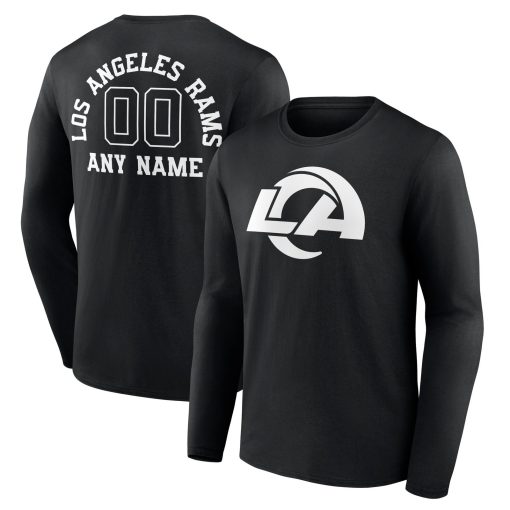 Los Angeles Rams Personalized Name & Number Monochrome Long Sleeve T-Shirt – Black
