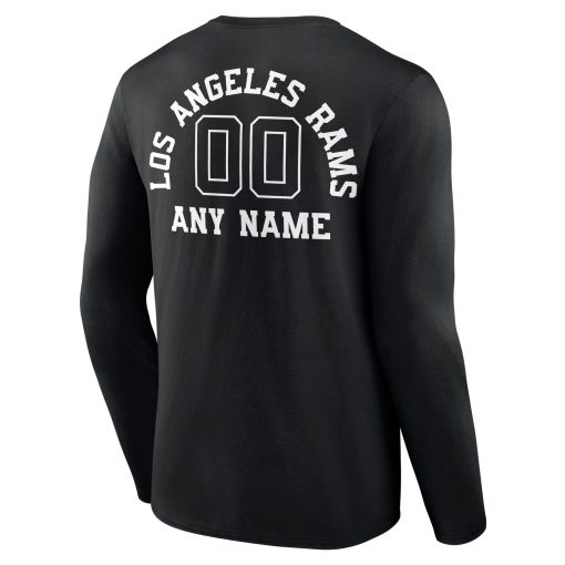 Los Angeles Rams Personalized Name & Number Monochrome Long Sleeve T-Shirt – Black - Image 3