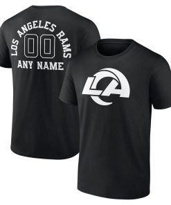 Los Angeles Rams Personalized Name & Number Monochrome T-Shirt – Black