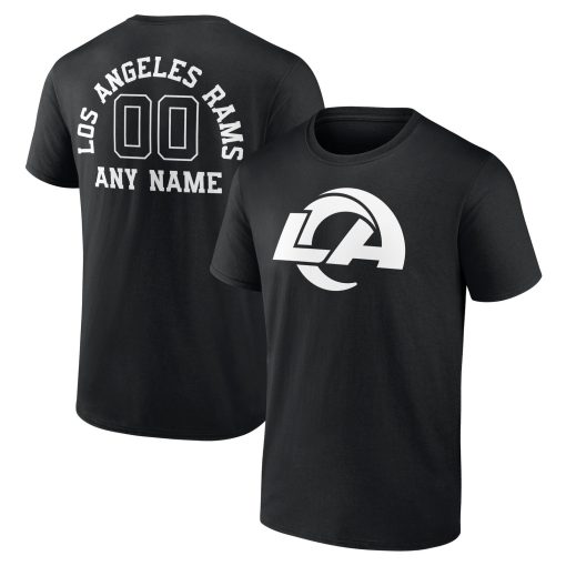 Los Angeles Rams Personalized Name & Number Monochrome T-Shirt – Black