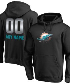 Miami Dolphins Personalized Midnight Mascot Pullover Hoodie – Black