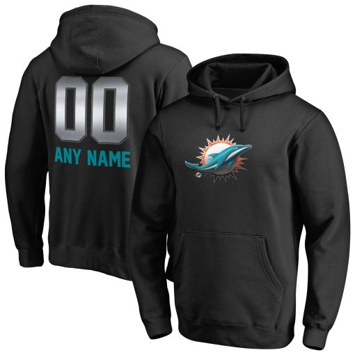 Miami Dolphins Personalized Midnight Mascot Pullover Hoodie – Black