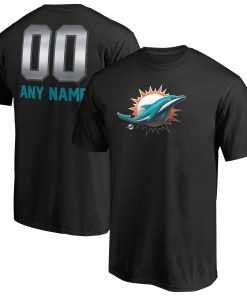Miami Dolphins Personalized Midnight Mascot T-Shirt – Black
