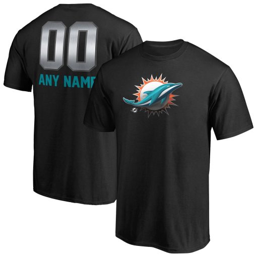 Miami Dolphins Personalized Midnight Mascot T-Shirt – Black