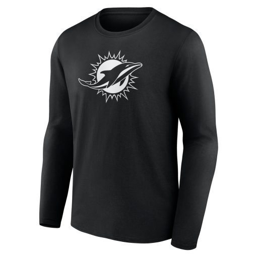Miami Dolphins Personalized Name & Number Monochrome Long Sleeve T-Shirt – Black - Image 2