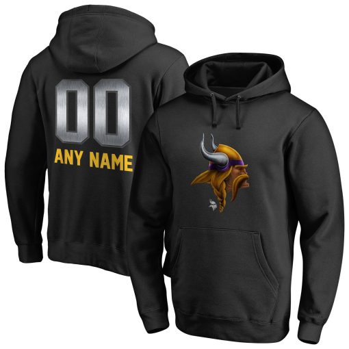 Minnesota Vikings Personalized Midnight Mascot Pullover Hoodie – Black