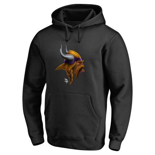 Minnesota Vikings Personalized Midnight Mascot Pullover Hoodie – Black - Image 2