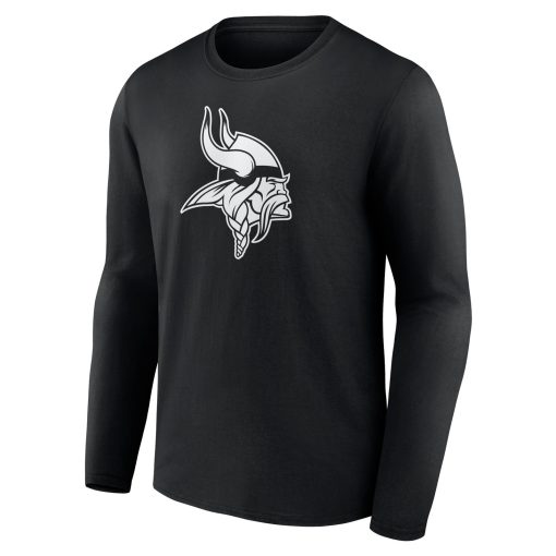 Minnesota Vikings Personalized Name & Number Monochrome Long Sleeve T-Shirt – Black - Image 2