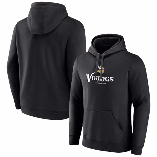 Minnesota Vikings Primary Logo Team Lockup Fitted Pullover Hoodie – Black