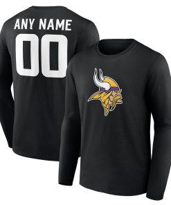 Minnesota Vikings  Team Authentic Custom Long Sleeve T-Shirt – Black