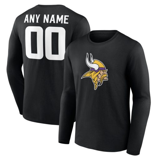 Minnesota Vikings  Team Authentic Custom Long Sleeve T-Shirt – Black