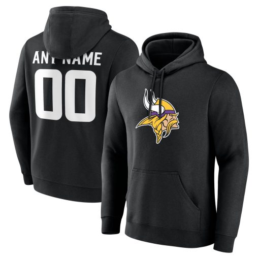 Minnesota Vikings  Team Authentic Custom Pullover Hoodie – Black