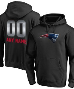 New England Patriots Personalized Midnight Mascot Pullover Hoodie – Black