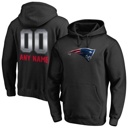New England Patriots Personalized Midnight Mascot Pullover Hoodie – Black