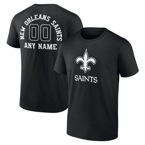 New Orleans Saints Personalized Name & Number Monochrome T-Shirt – Black