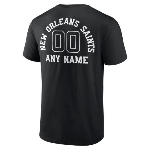 New Orleans Saints Personalized Name & Number Monochrome T-Shirt – Black - Image 3